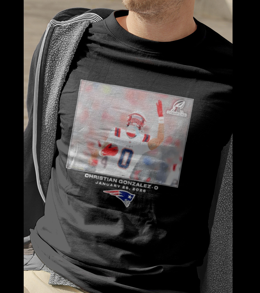 Christian Gonzalez New England Patriots AFC Champions Week 21 T-Shirt
