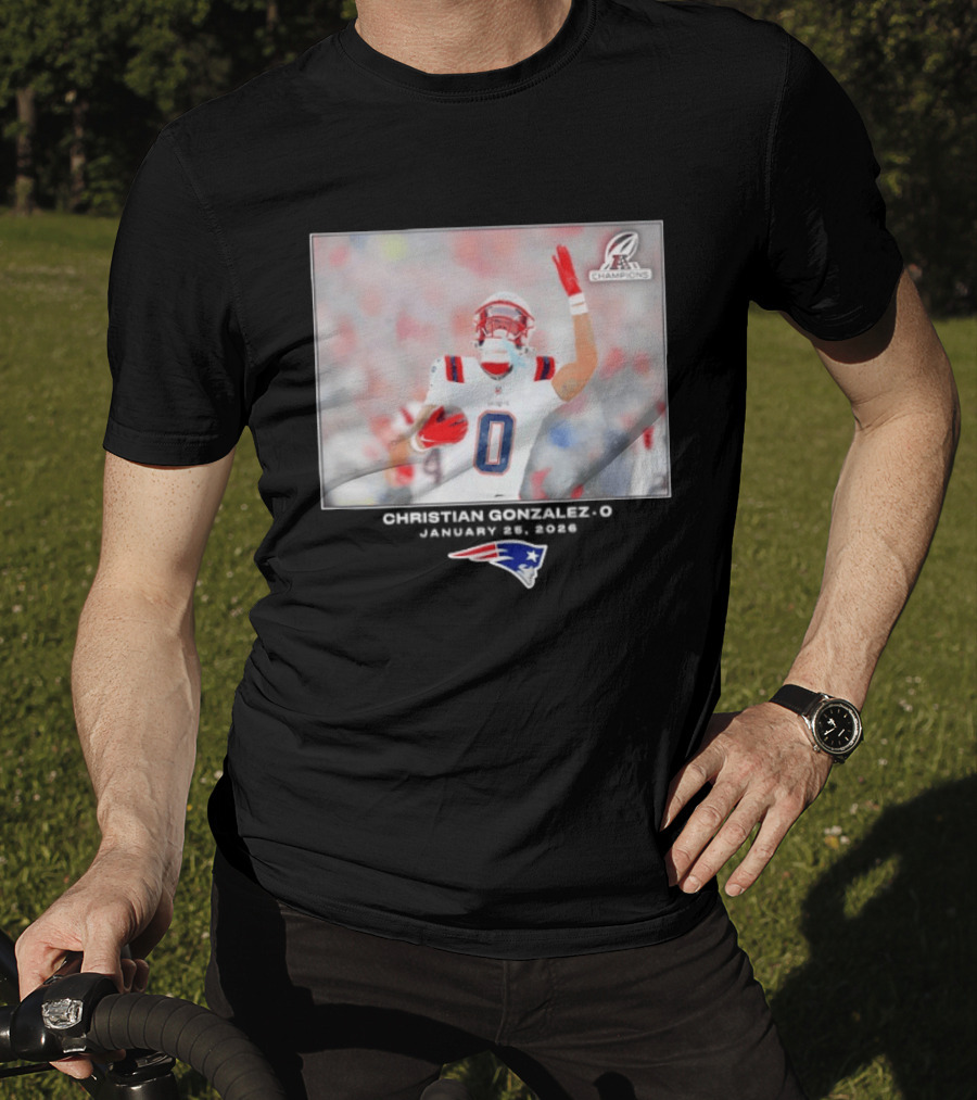 Christian Gonzalez New England Patriots AFC Champions Week 21 T-Shirt