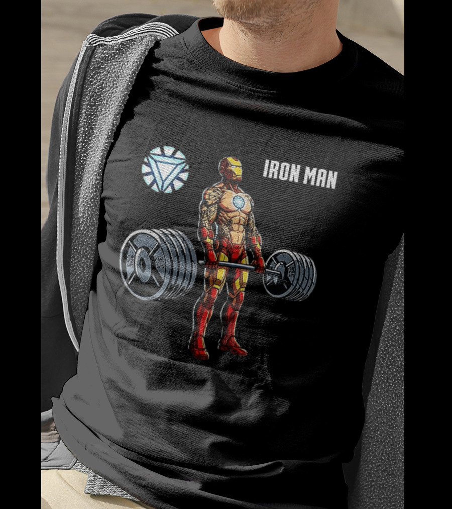 Iron Man Weightlifting Arc Reactor Gym Workout T-Shirt