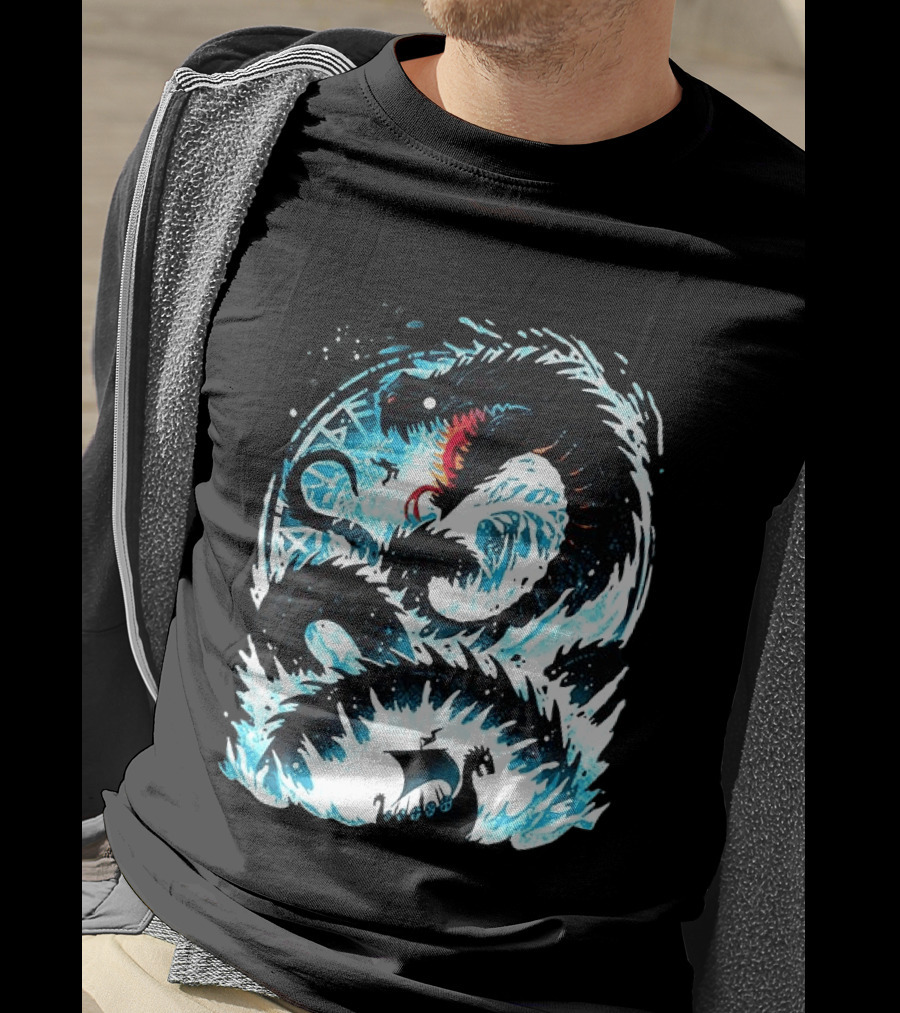 Jörmungandr World Serpent Norse Mythology Viking Ship Ocean Waves T-Shirt