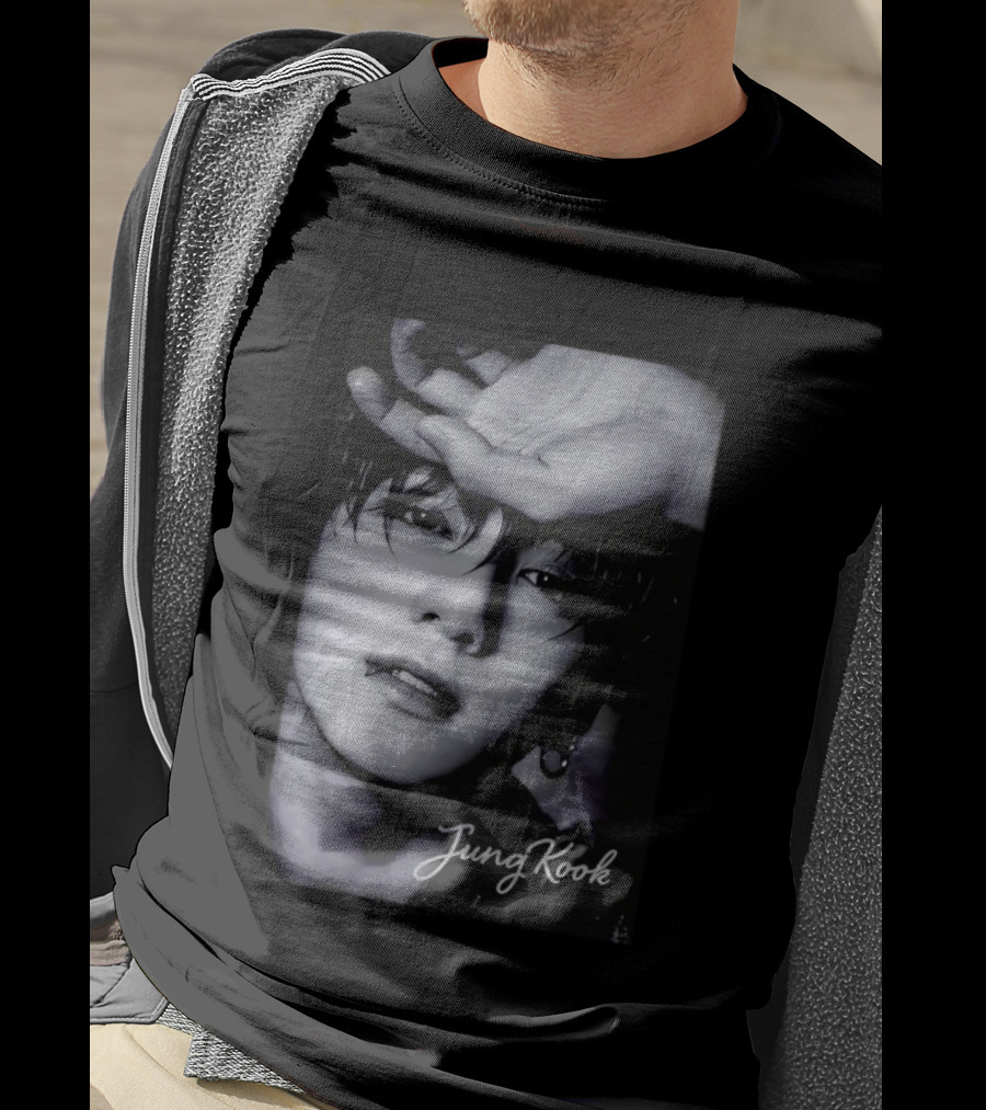 Jungkook BTS Iconic Style Black And White T-Shirt