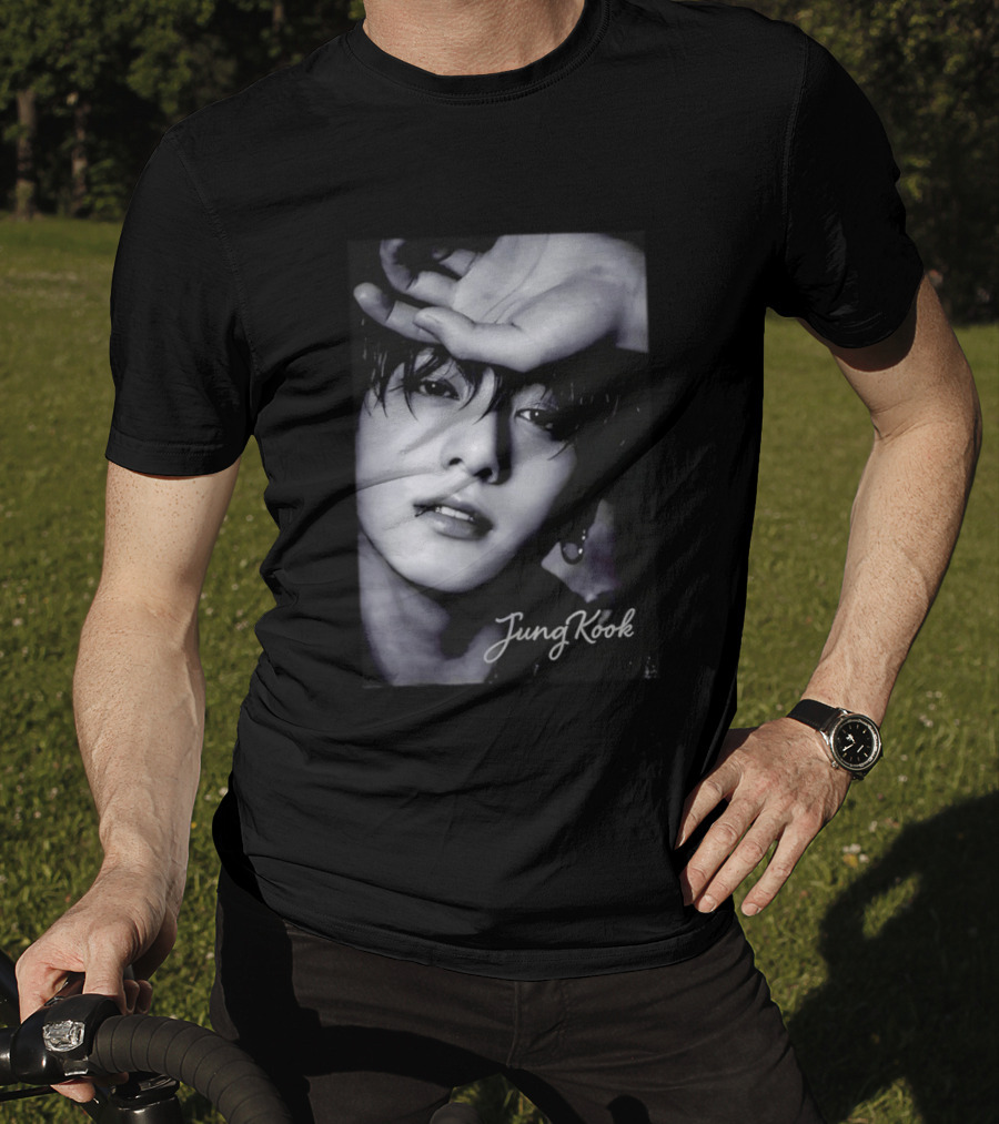 Jungkook BTS Iconic Style Black And White T-Shirt