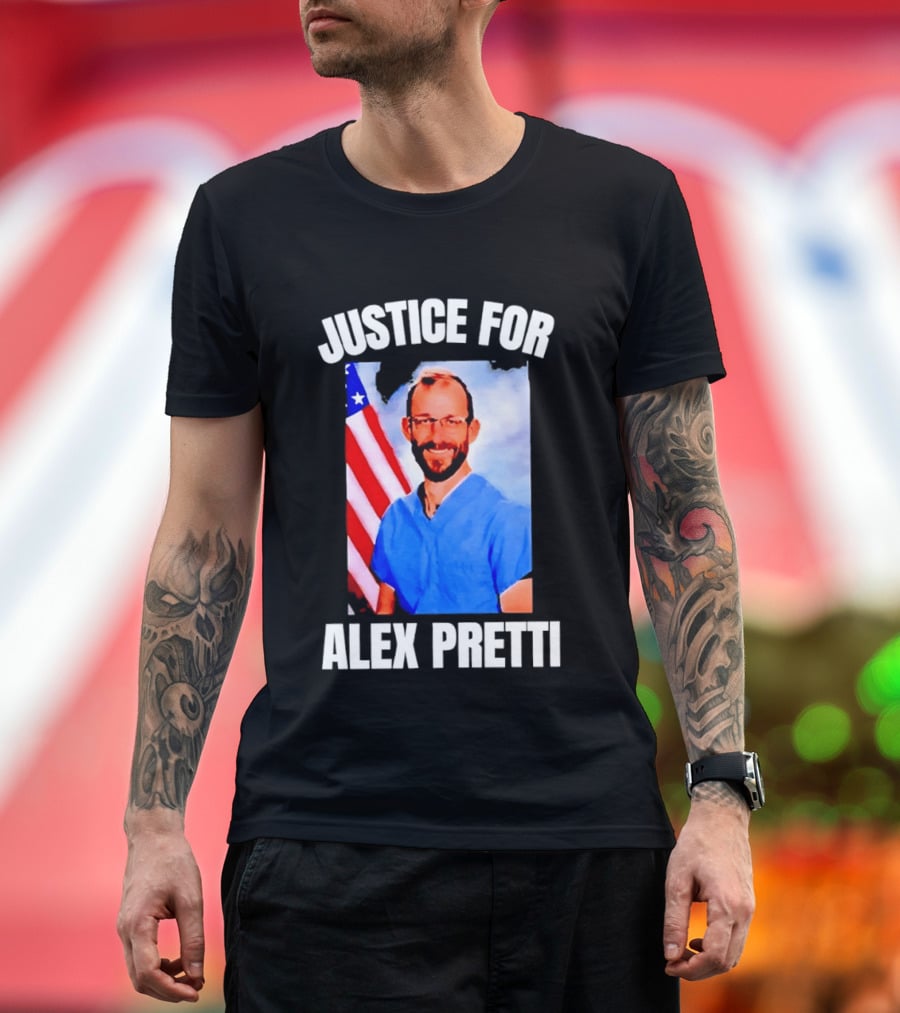 Justice For Alex Pretti American Flag T-Shirt