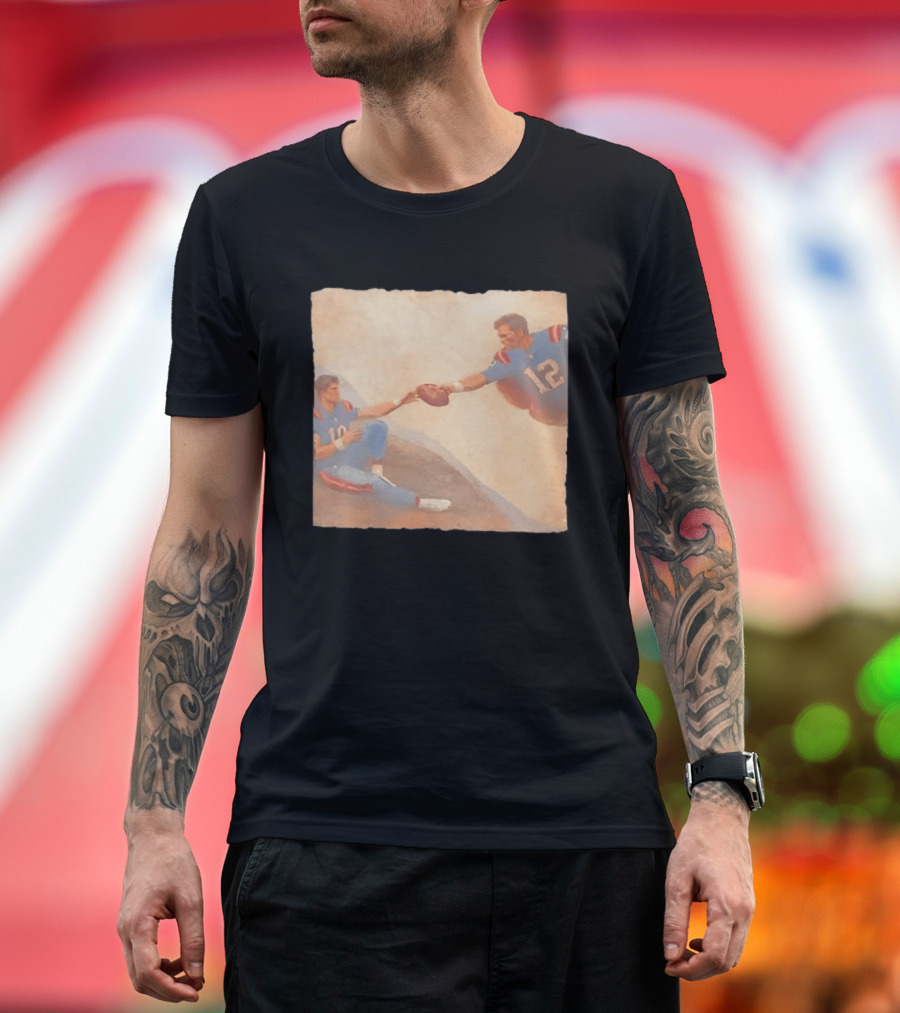 The Creation Of Tom Brady Passing Football To Drake Maye T-Shirt