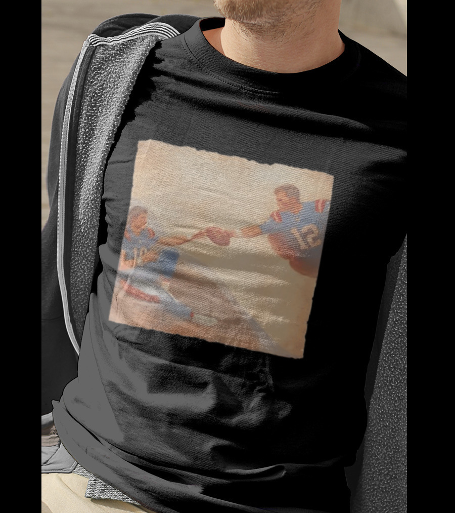 The Creation Of Tom Brady Passing Football To Drake Maye T-Shirt