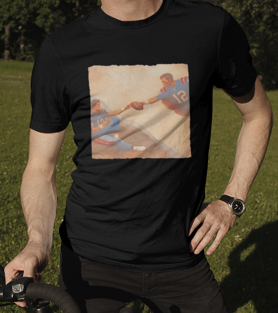 The Creation Of Tom Brady Passing Football To Drake Maye T-Shirt