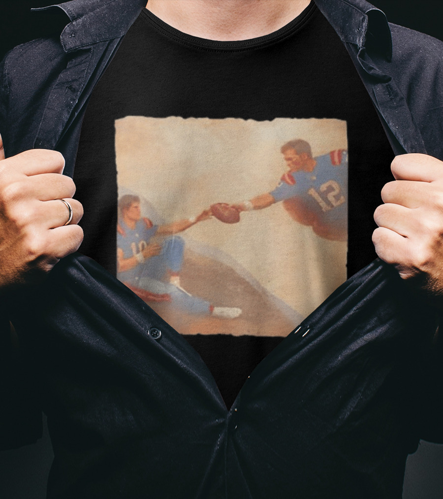 The Creation Of Tom Brady Passing Football To Drake Maye T-Shirt
