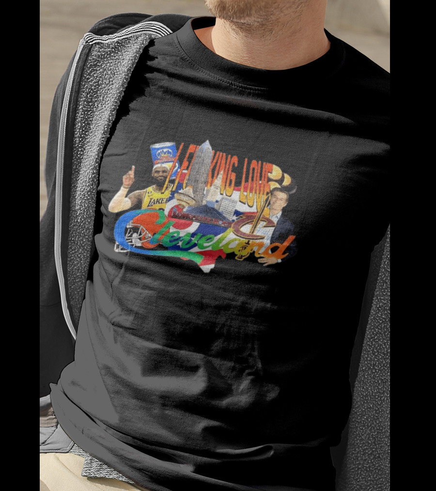 LeBron James I F***ing Love Cleveland Skyline Lakers Basketball T-Shirt