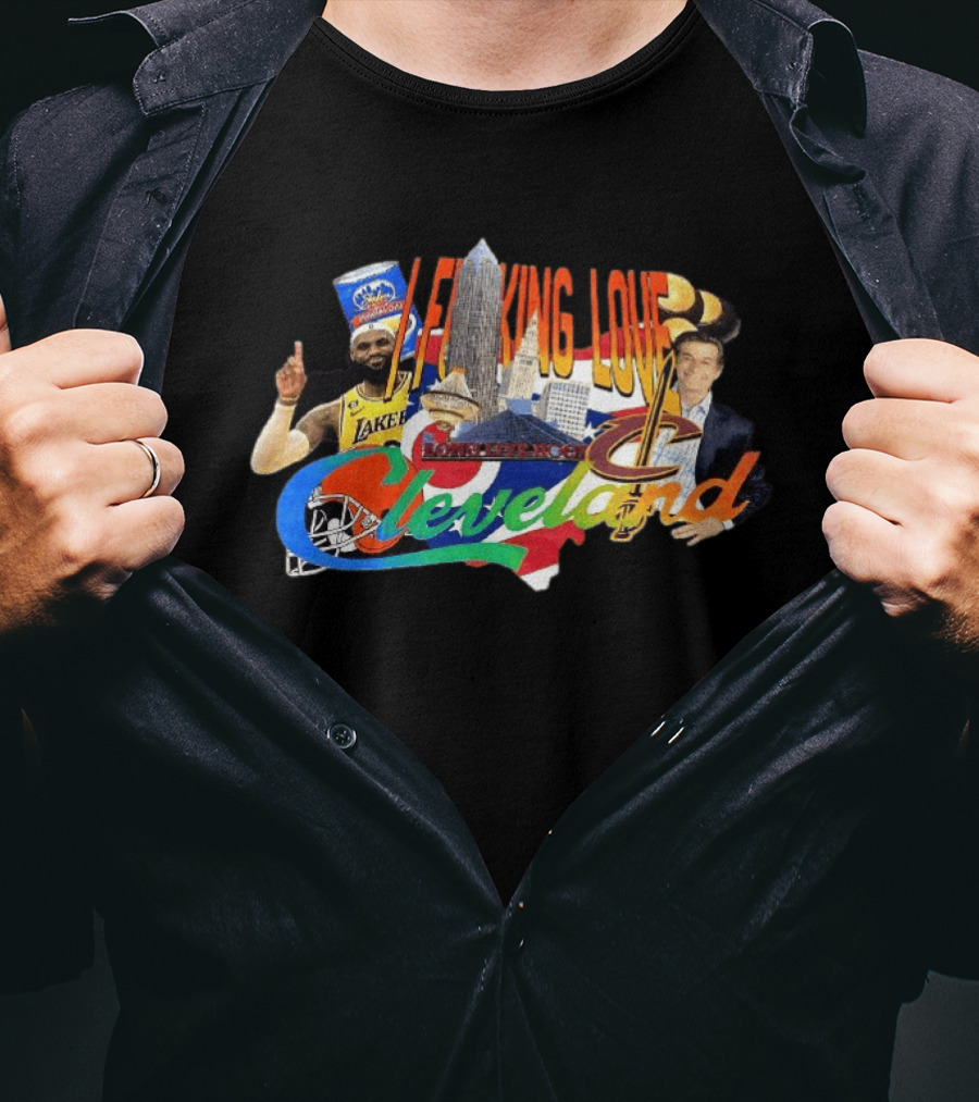 LeBron James I F***ing Love Cleveland Skyline Lakers Basketball T-Shirt