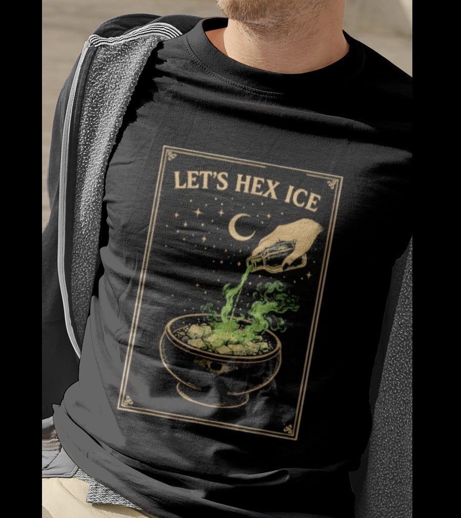 Let's Hex ICE Activist Witchy Protest Magic Potion Moon Stars T-Shirt