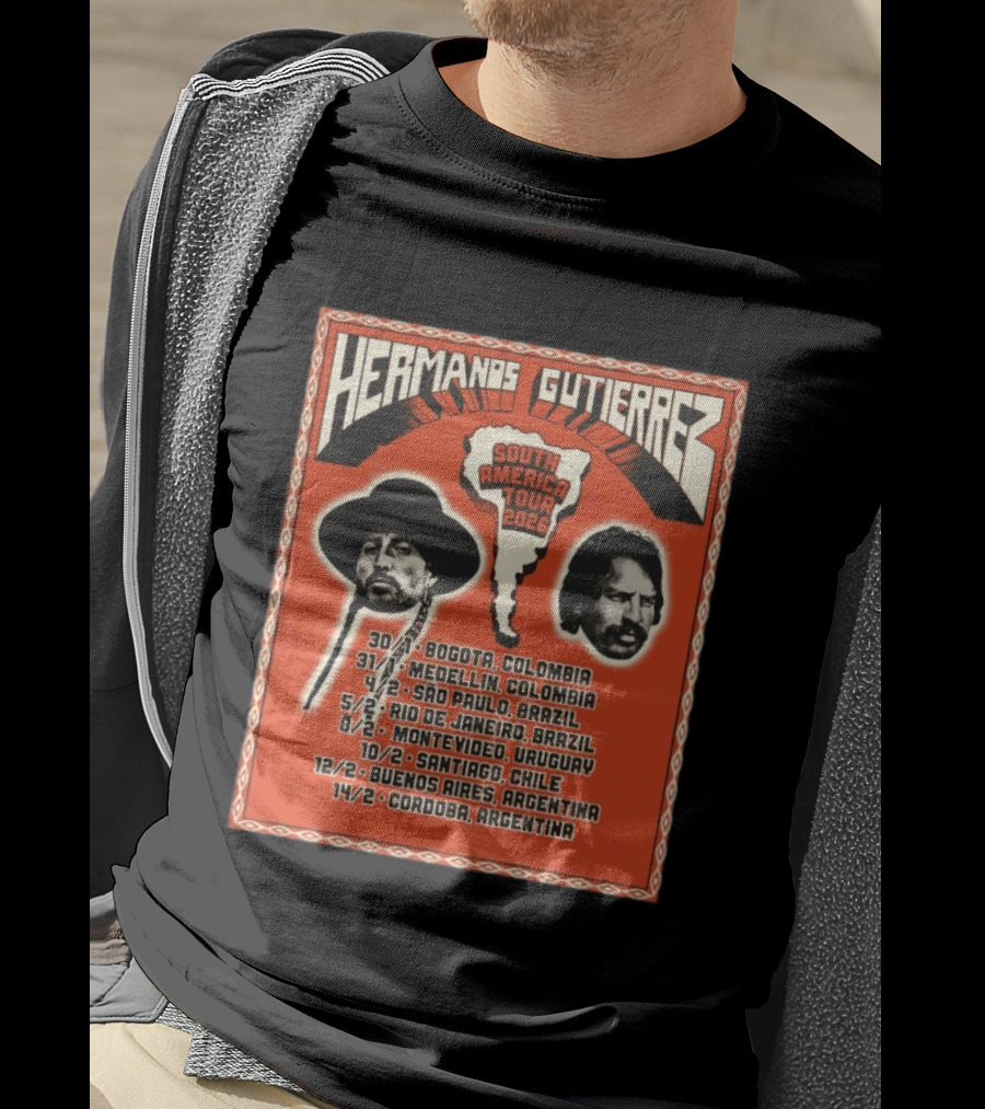 Hermanos Gutiérrez South America Tour 2026 Bogotá Medellín São Paulo Rio De Janeiro Montevideo Santiago Buenos Aires Córdoba T-Shirt