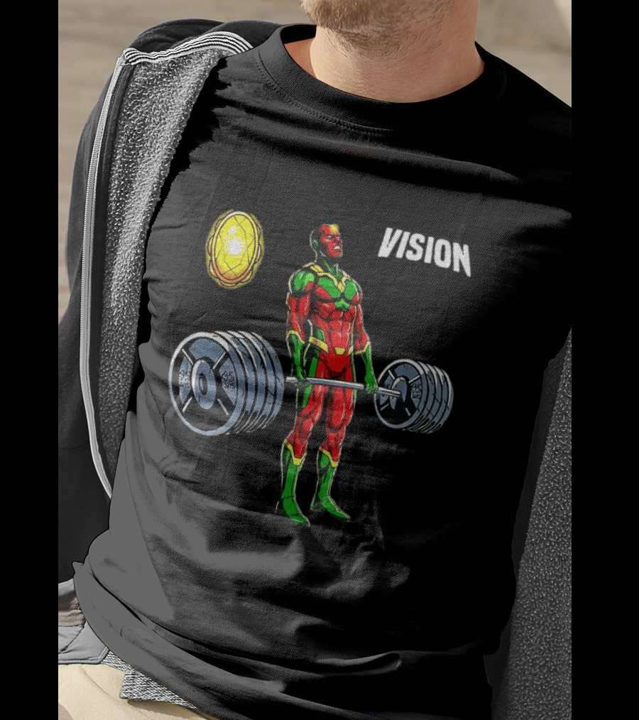 Vision Superhero Lifting Weights Gym Motivation T-Shirt