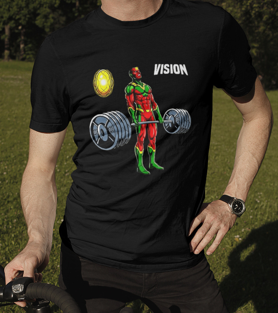 Vision Superhero Lifting Weights Gym Motivation T-Shirt