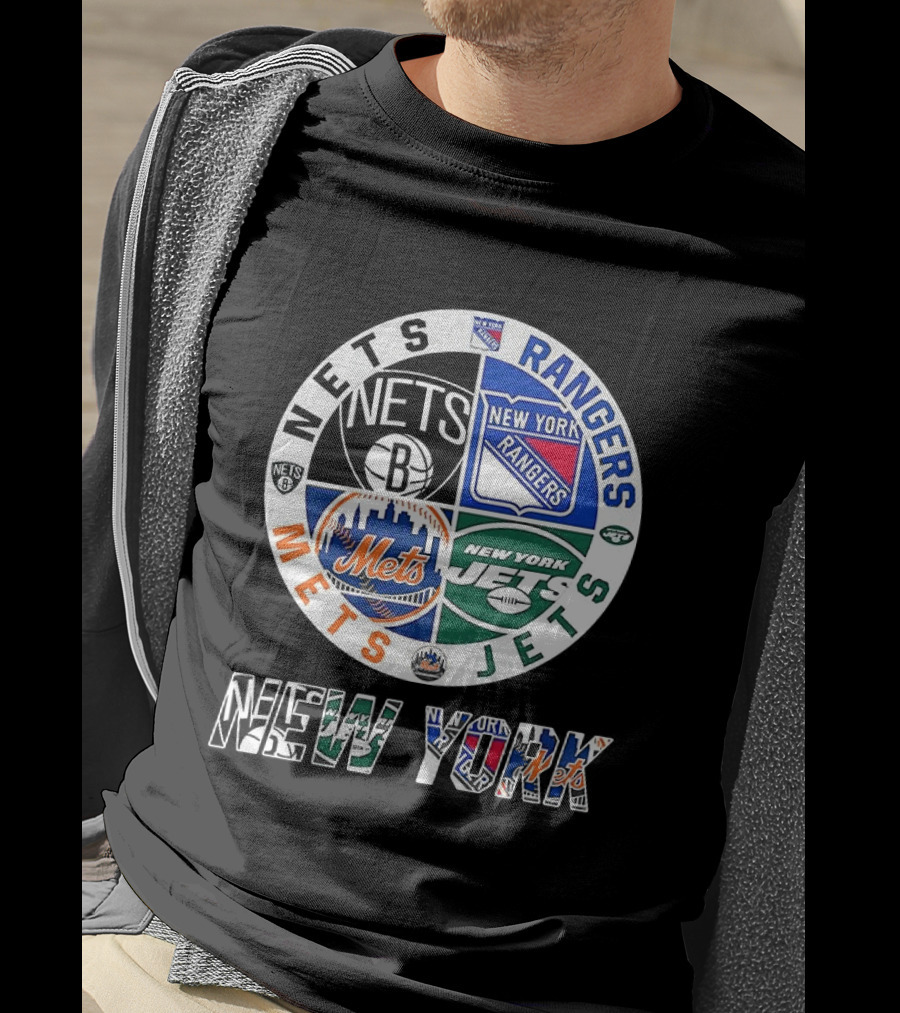New York Nets Rangers Jets Mets Sports Team Mashup T-Shirt