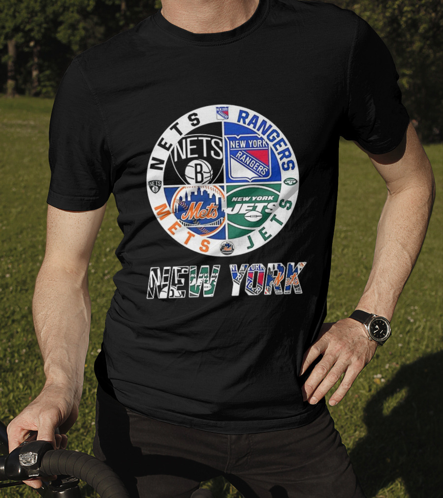 New York Nets Rangers Jets Mets Sports Team Mashup T-Shirt