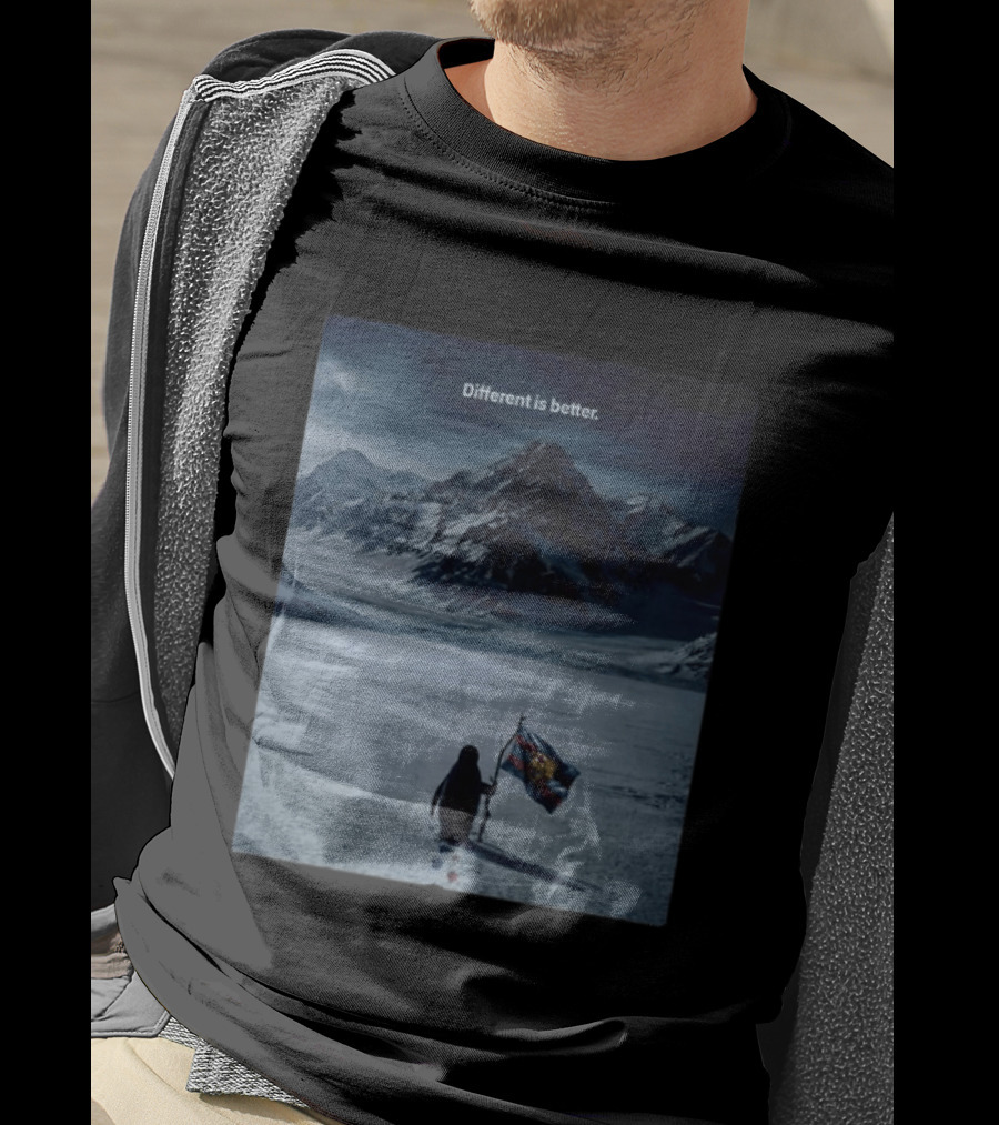 Barcelona Nihilist Penguin Different Is Better Flag Mountain Scene T-Shirt