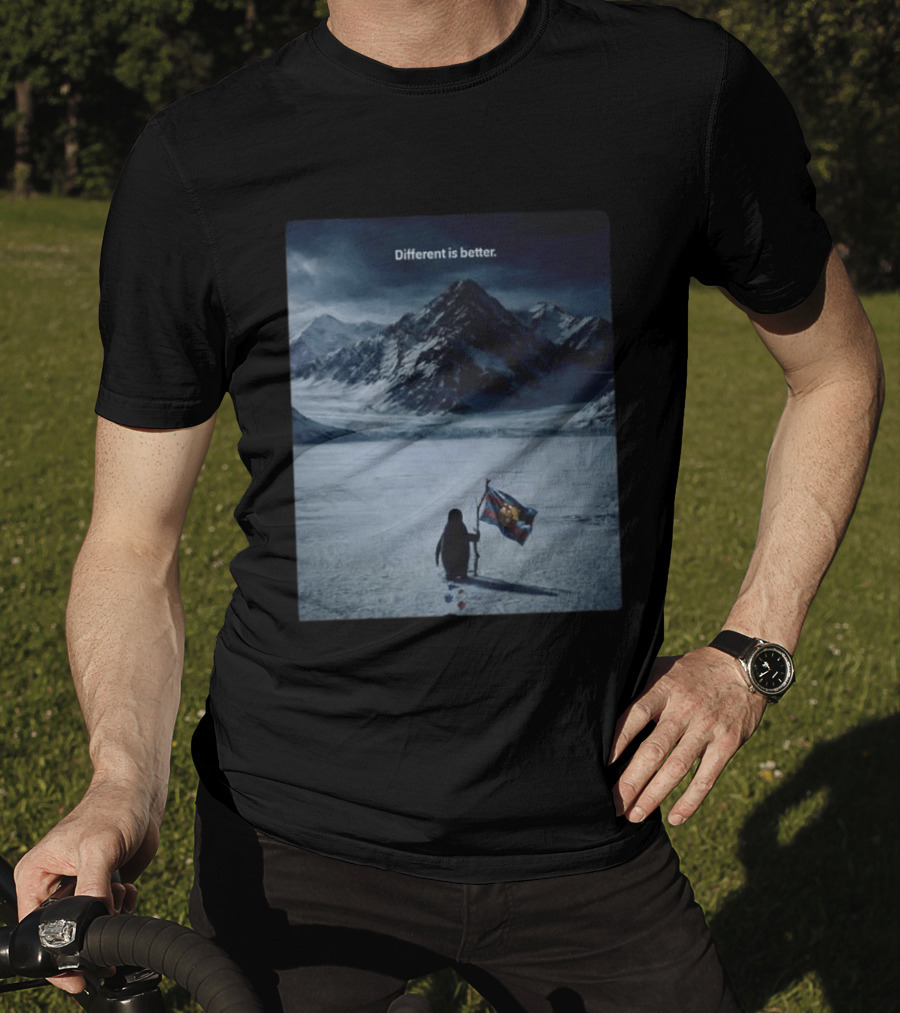 Barcelona Nihilist Penguin Different Is Better Flag Mountain Scene T-Shirt