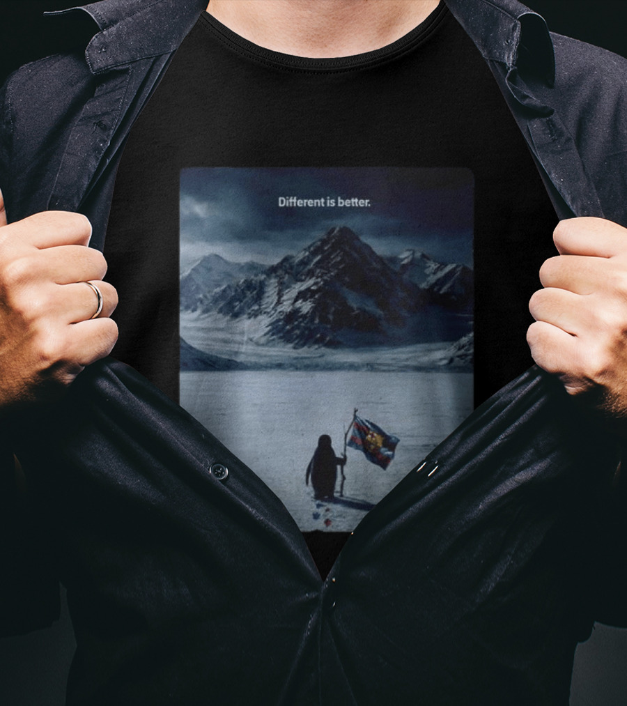 Barcelona Nihilist Penguin Different Is Better Flag Mountain Scene T-Shirt