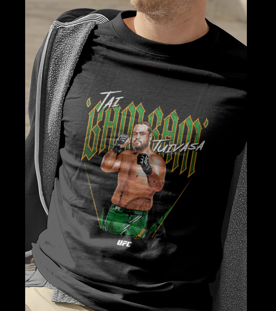 Tai Tuivasa Bam Bam UFC Fighter Green Gloves T-Shirt