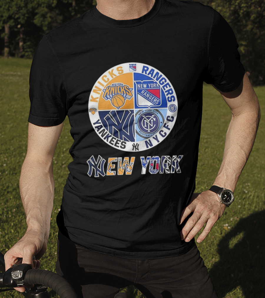 New York Knicks Rangers Yankees NYCFC Sports Teams Mashup T-Shirt