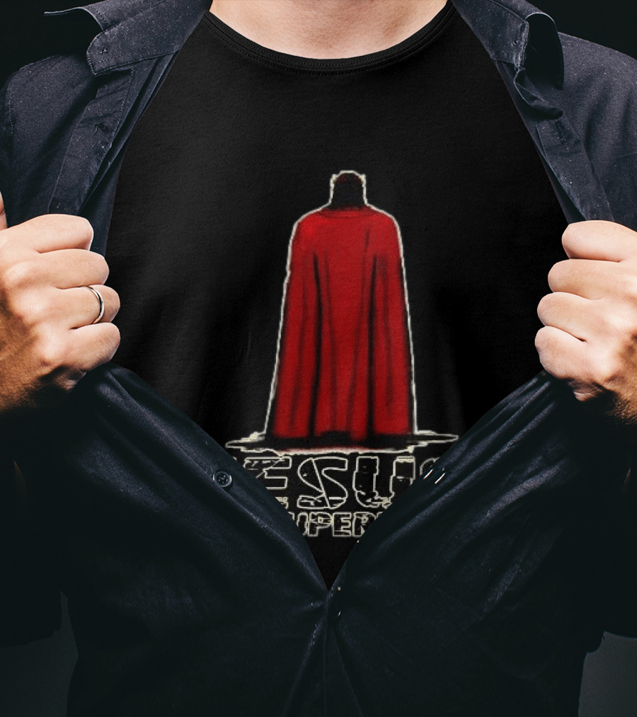Jesus My Superhero Red Cape Christian Strength T-Shirt