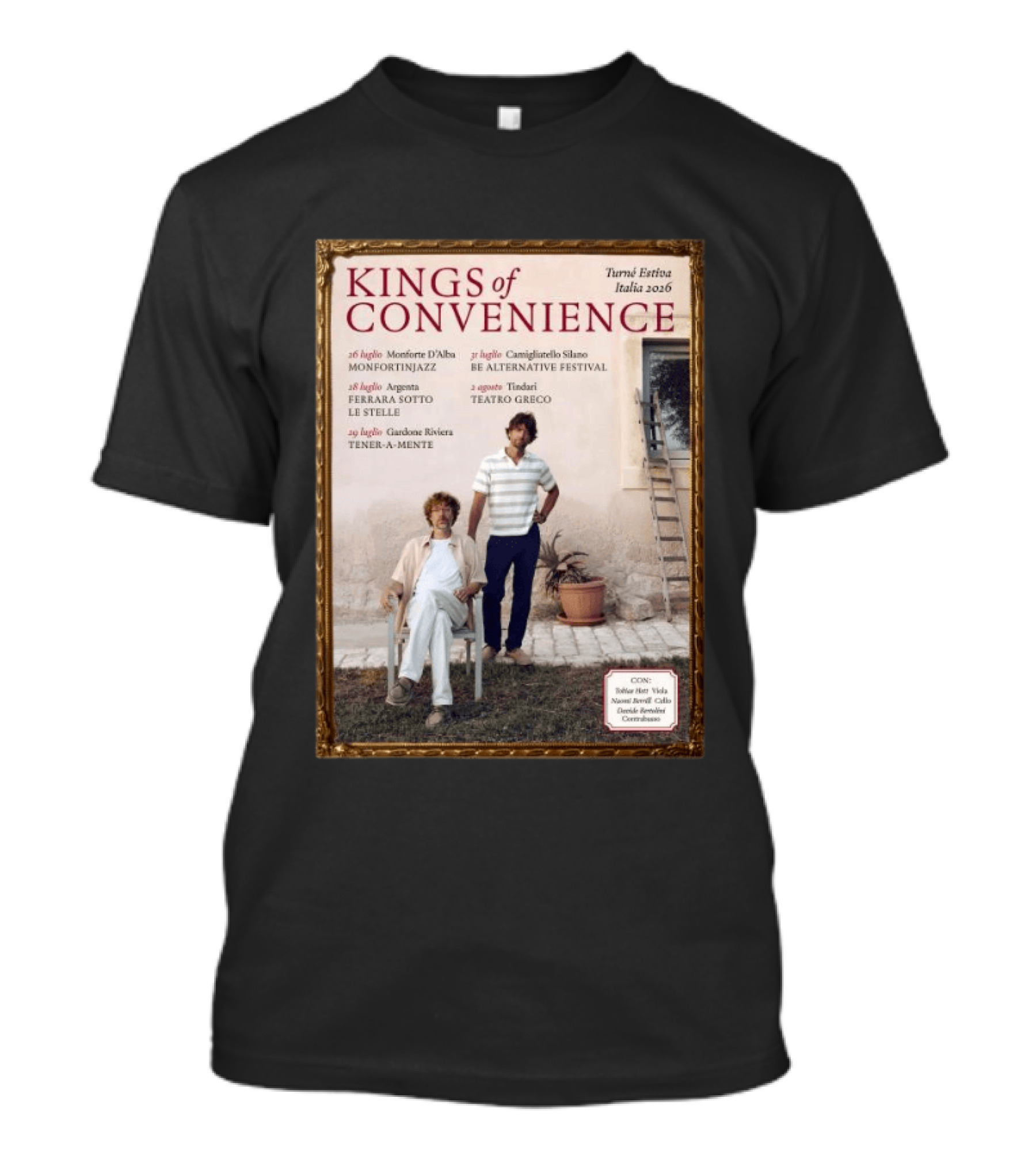Kings Of Convenience Turne Estiva Italia 2026 Monfortinjazz Ferrara Tener A Mente Teatro Greco Festival T-Shirt