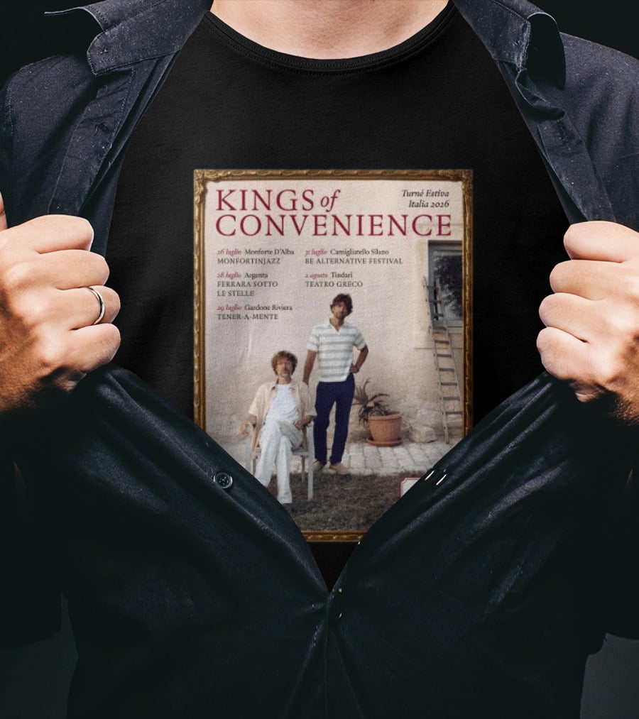 Kings Of Convenience Turne Estiva Italia 2026 Monfortinjazz Ferrara Tener A Mente Teatro Greco Festival T-Shirt