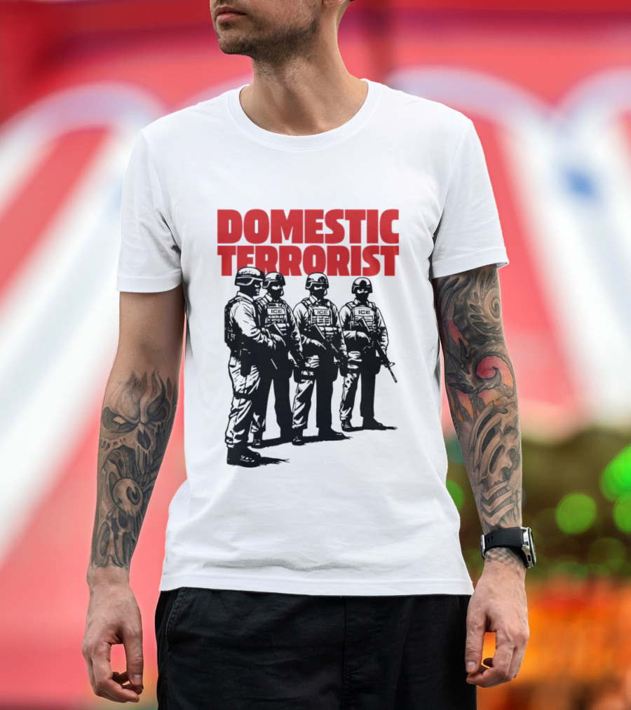 Domestic Terrorist Abolish ICE Tactical Units Silhouette Protest T-Shirt