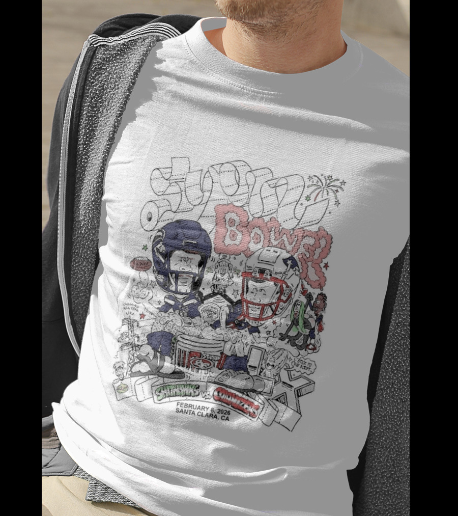 Shithawks Vs Colonizers Super Bowel 2026 Caricature Football Rivalry Clash T-Shirt