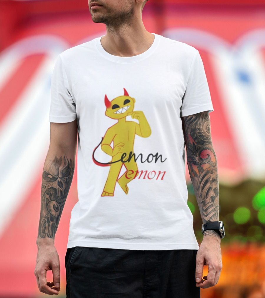 Demon Heavy Blend Lemon Demon Red Horns Yellow T-Shirt