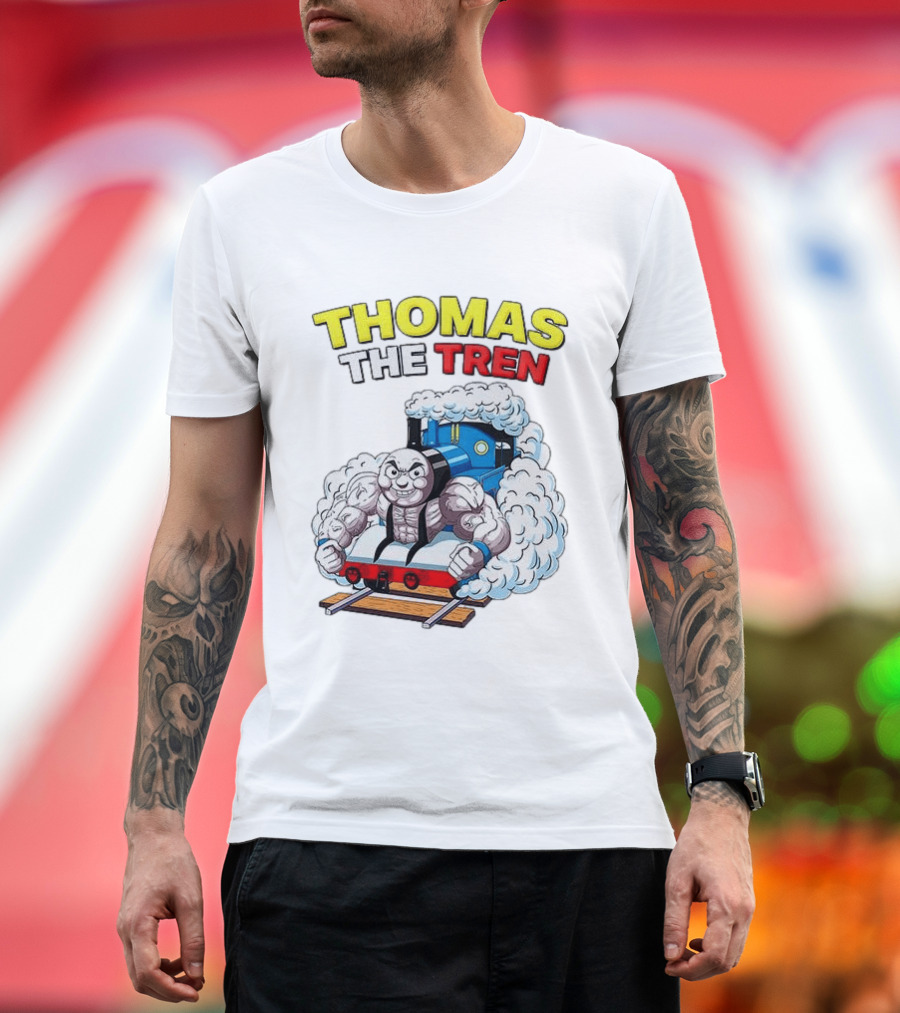 THOMAS THE TREN Cartoon Muscular Engine Puffing Steam T-Shirt