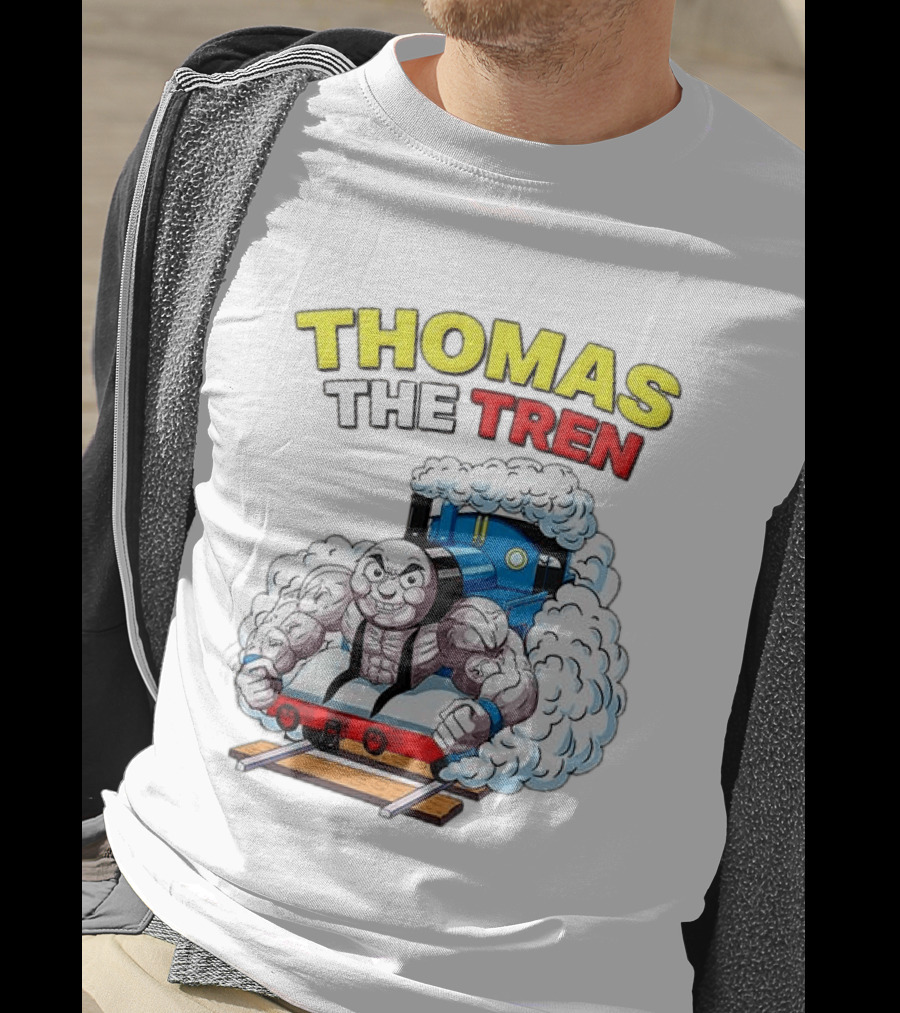 THOMAS THE TREN Cartoon Muscular Engine Puffing Steam T-Shirt