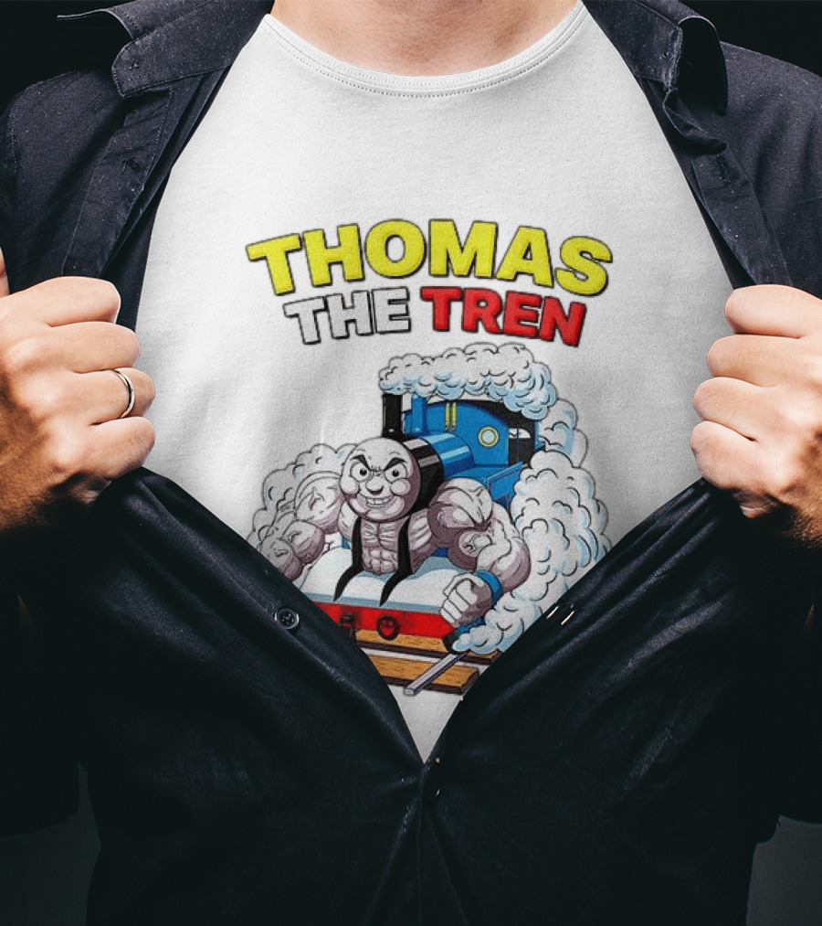 THOMAS THE TREN Cartoon Muscular Engine Puffing Steam T-Shirt