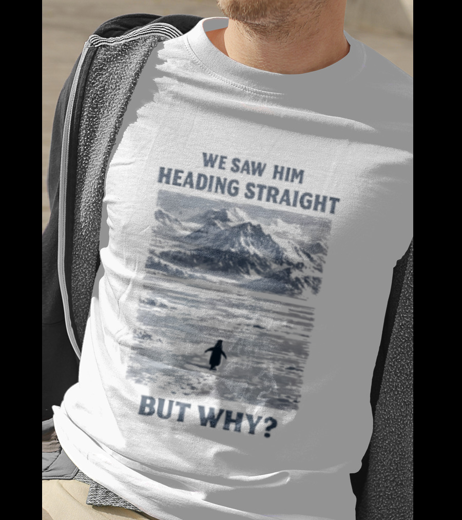 We Saw Him Heading Straight But Why Penguin Mountain Meme T-Shirt