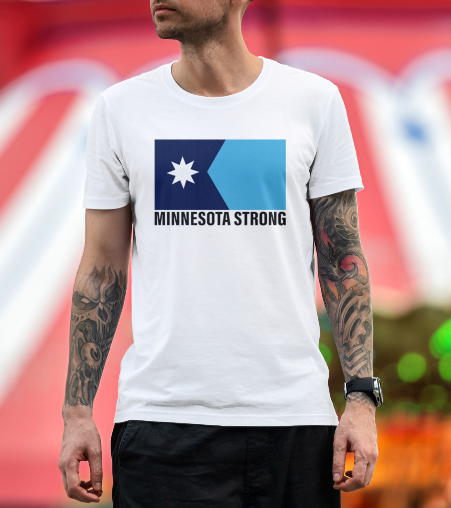 Minnesota Strong Star Icon Blue Rectangular Flag T-Shirt