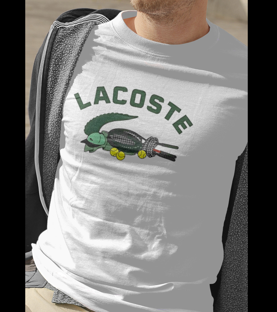 Lacoste Crocodile Tennis Theme With Tennis Balls T-Shirt
