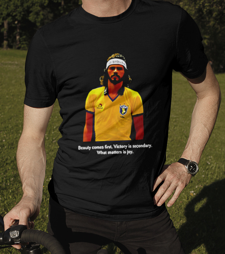 Beauty Comes First Victory Secondary Joy Matters Tennis Player Yellow T-Shirt