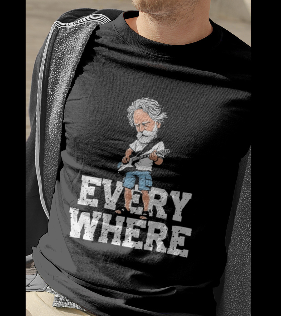 Bob Weir Grateful Dead Everywhere Character With Guitar T-Shirt