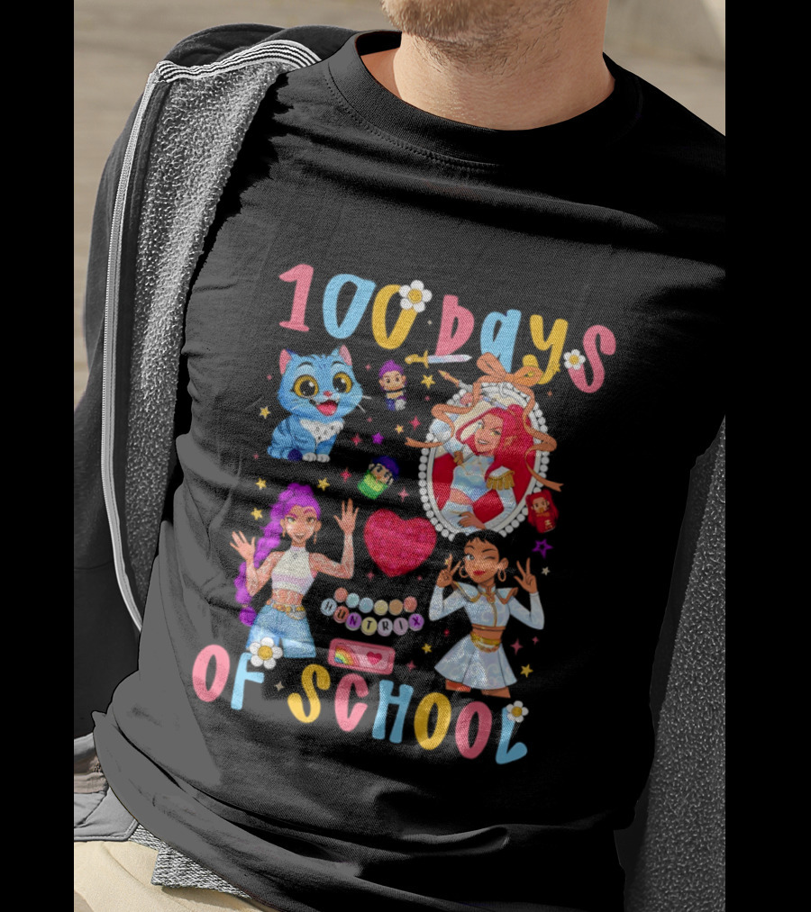 100 Days Of School Colorful Kpop Style Celebration T-Shirt