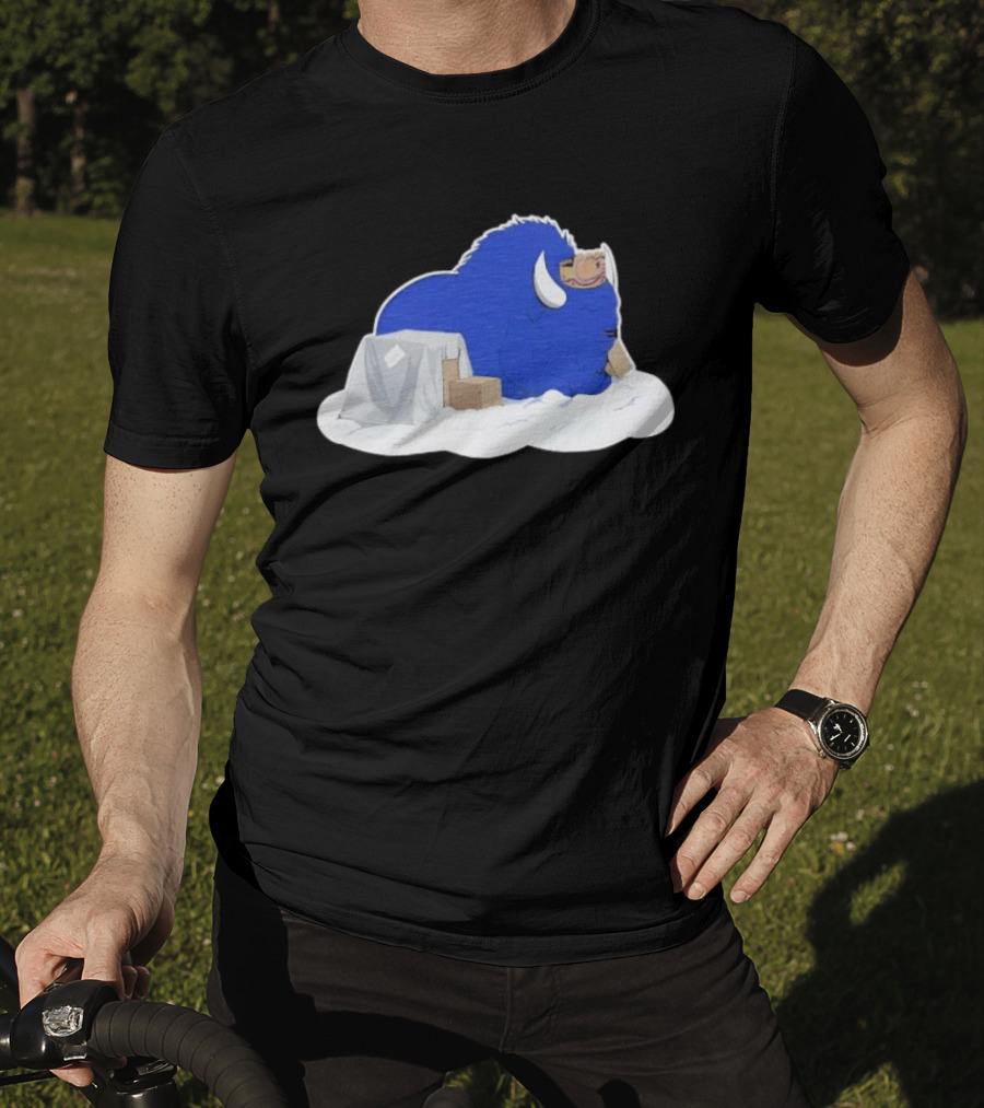 Fredrick The Bison Cozy Blue Fluffy Character By Tom Grossi T-Shirt