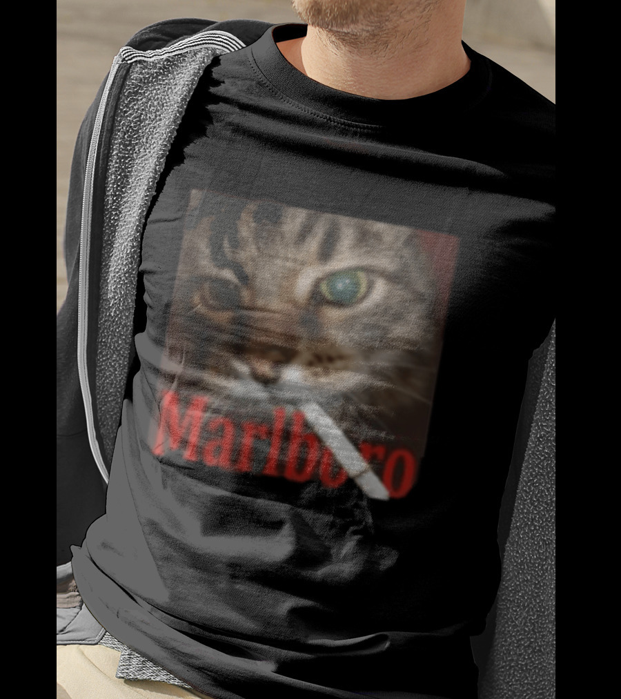 Marlboro Cat Smoking Image T-Shirt
