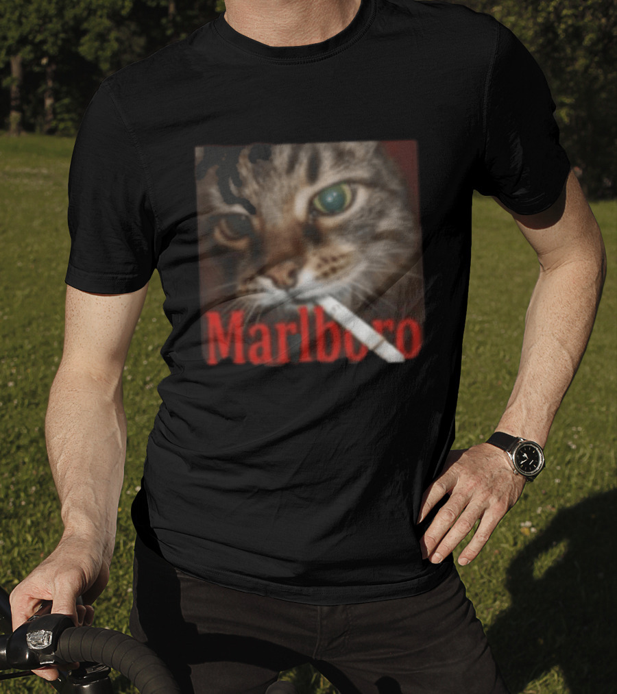 Marlboro Cat Smoking Image T-Shirt