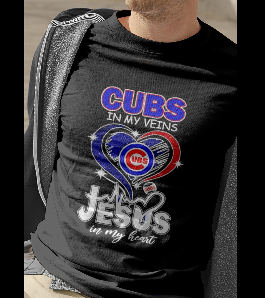 Cubs In My Veins Jesus In My Heart Chicago Baseball Team Faithful T-Shirt