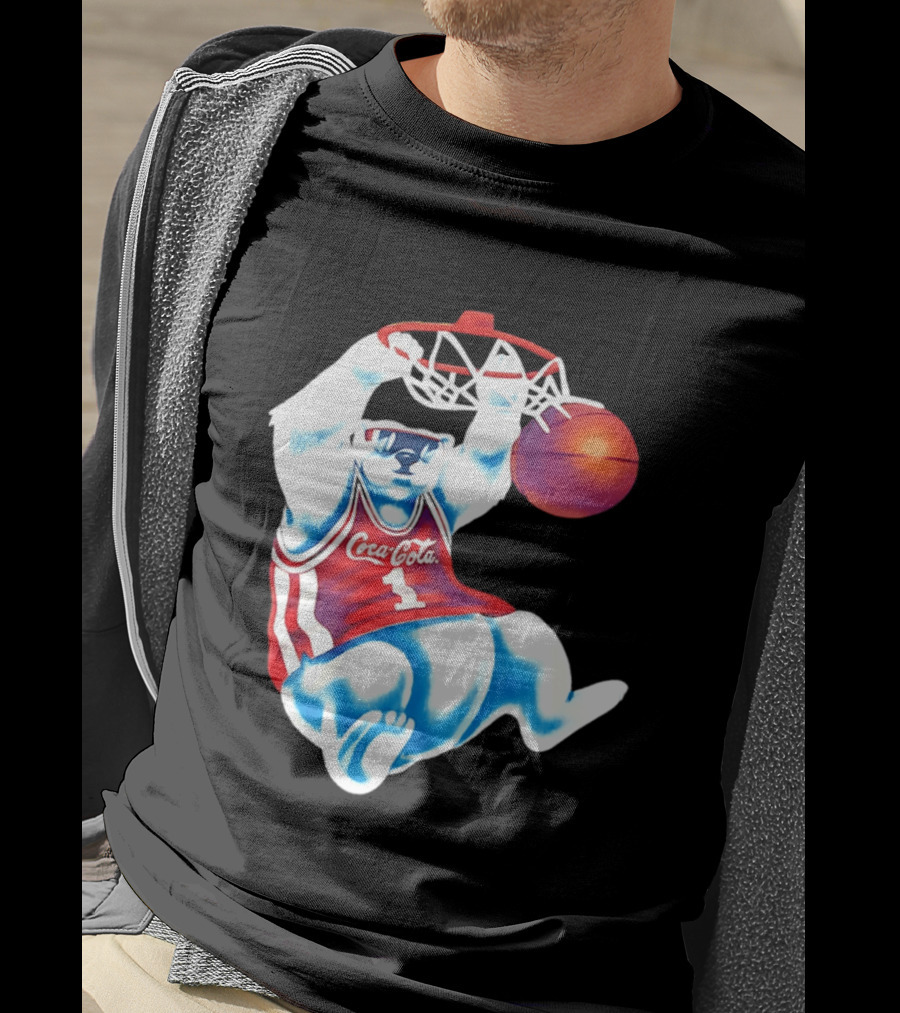Coca Cola Polar Bear Basketball Dunk Red Jersey T-Shirt