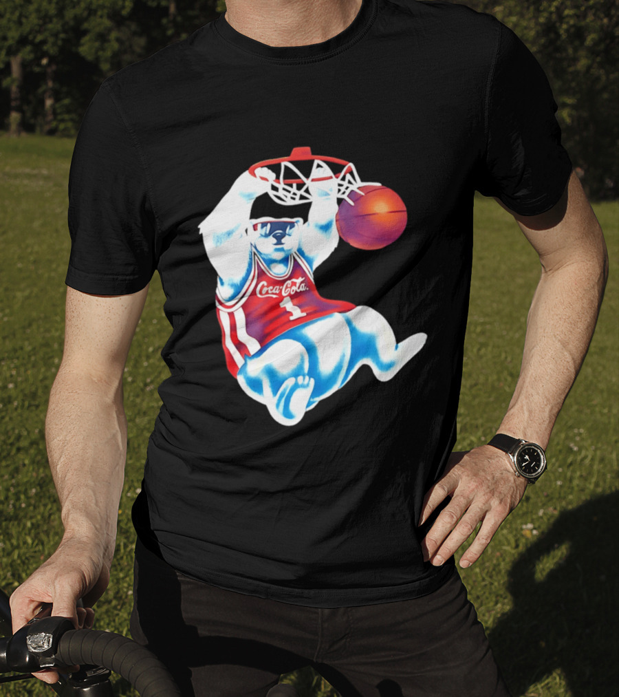 Coca Cola Polar Bear Basketball Dunk Red Jersey T-Shirt
