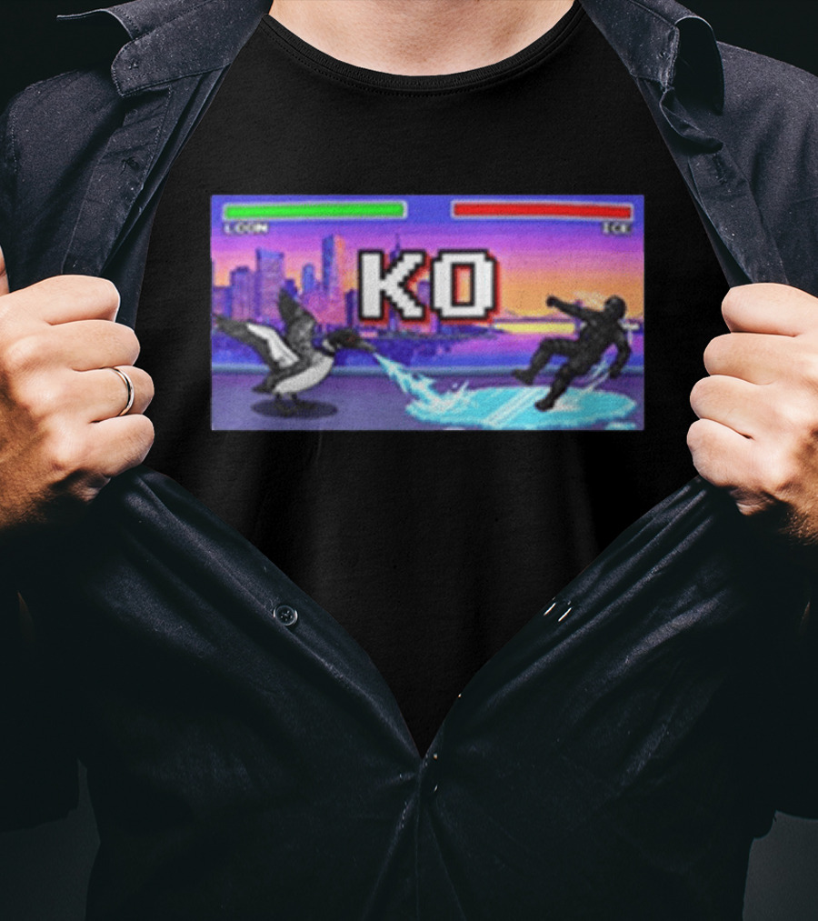 Common Loon Vs ICE KO Minnesota Skyline Anti ICE T-Shirt