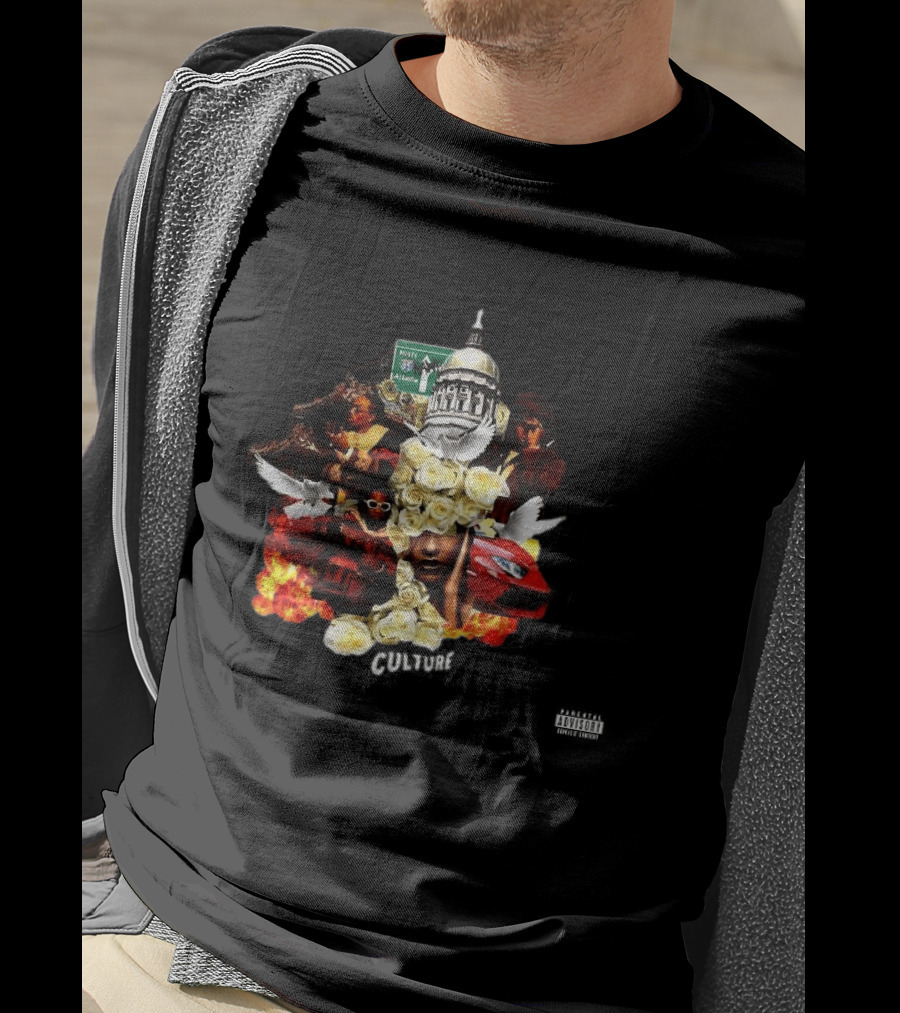 Culture Album Atlanta Hip Hop Imagery With Roses And Flames T-Shirt