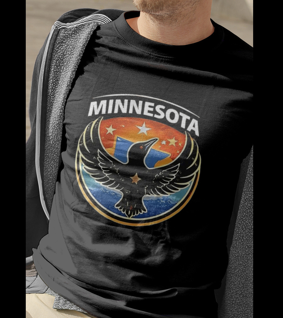 Minnesota Rebel Alliance Star Emblem Black Bird And Starry Shield T-Shirt