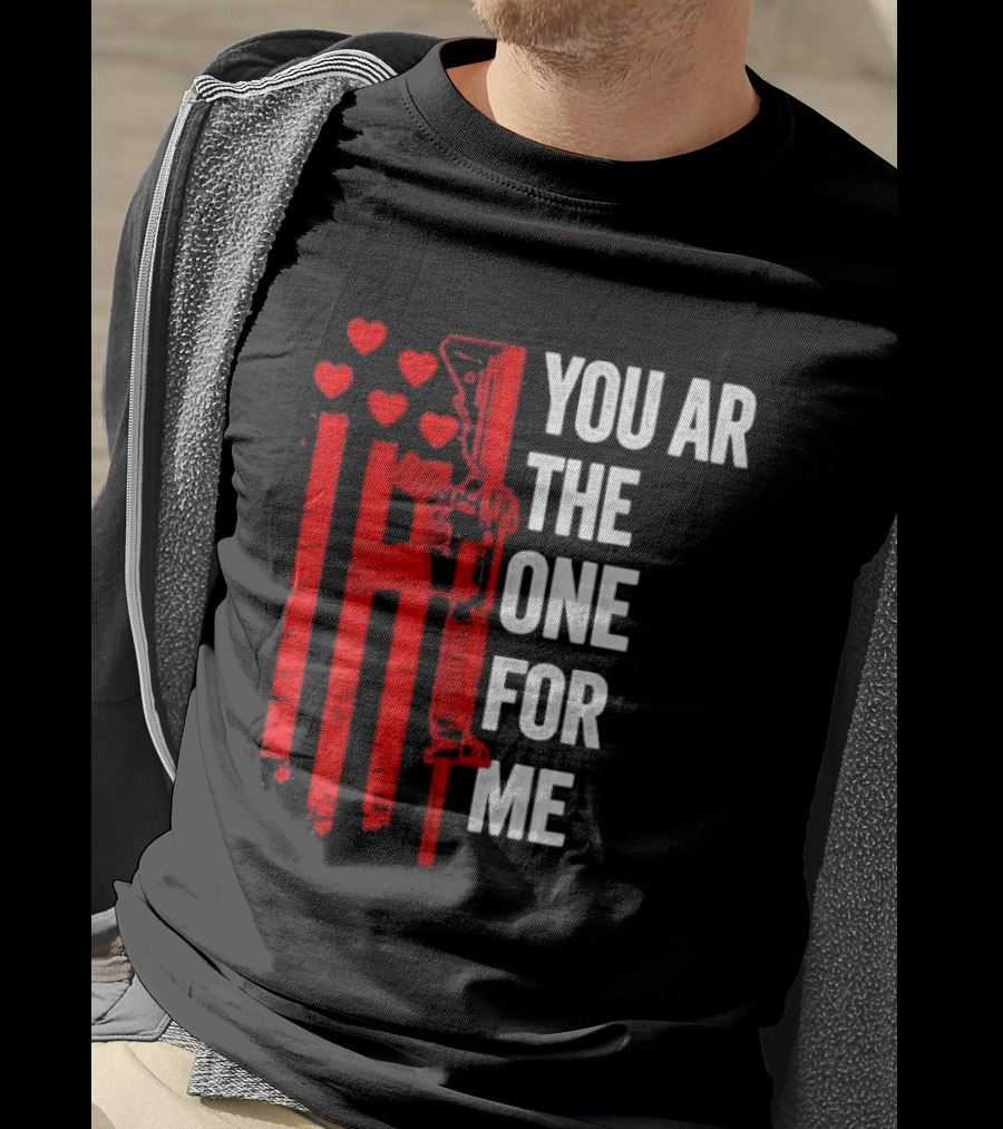 You Ar The One For Me Red Hearts Flag Visual T-Shirt