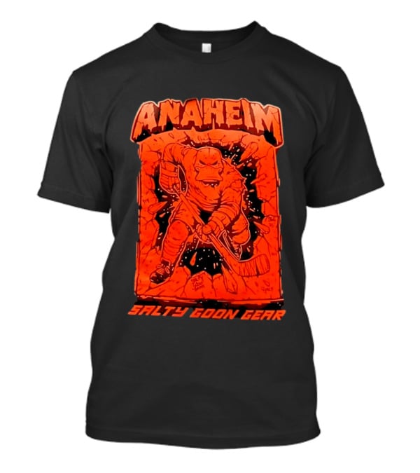 Anaheim Salty Goon Gear Aggressive Hockey Duck Breaking Wall T-Shirt